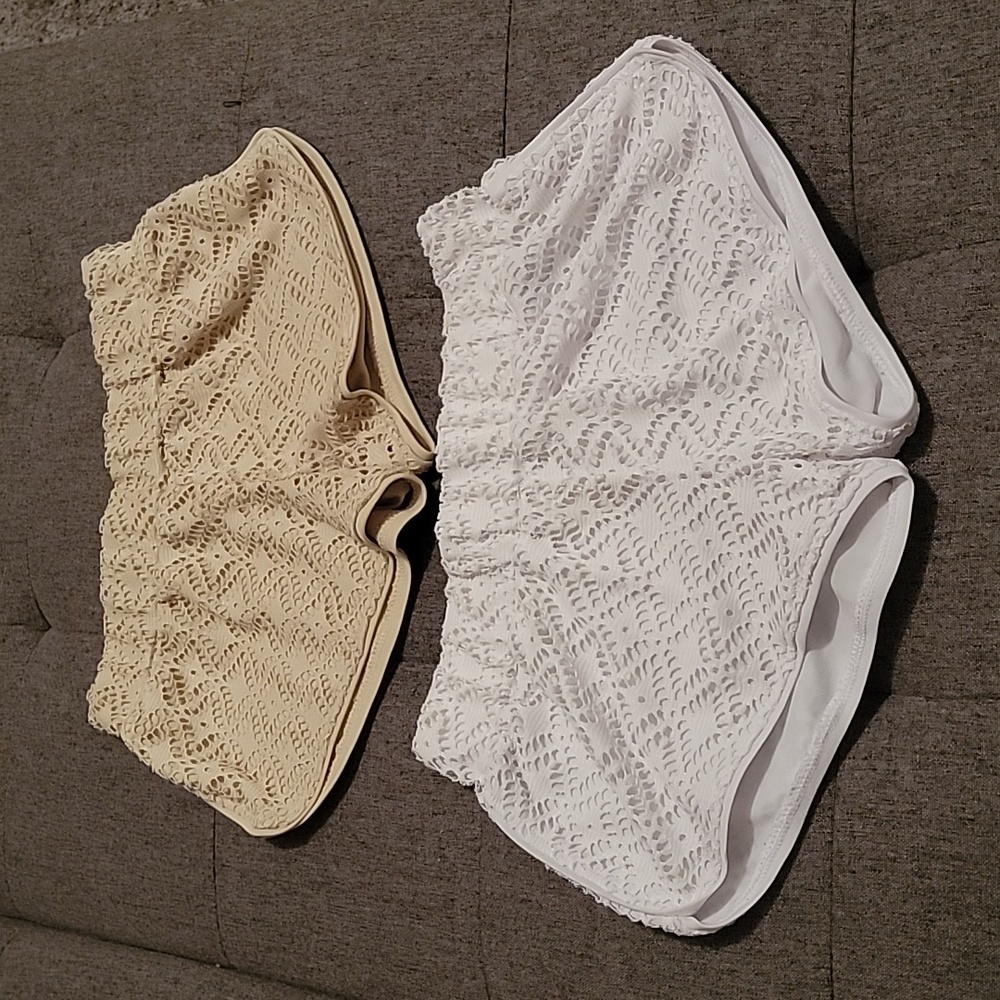 No Boundaries Crochet Overlay Shorts in Cream and White